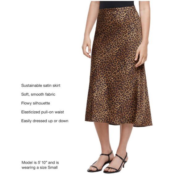 Express Women's Large Satin Leopard Print Midi Skirt - Picture 2 of 5